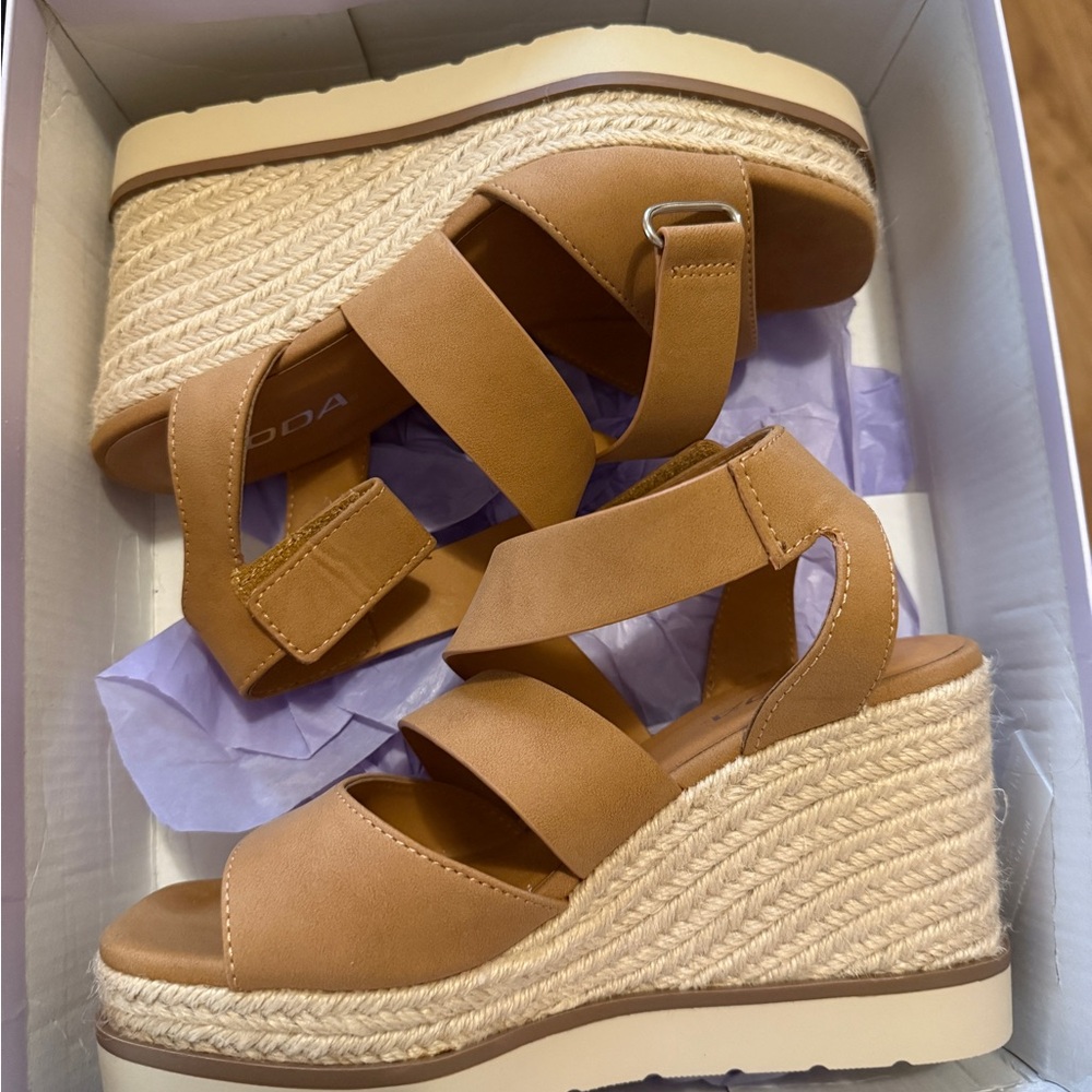 Tan Wedge Sandals